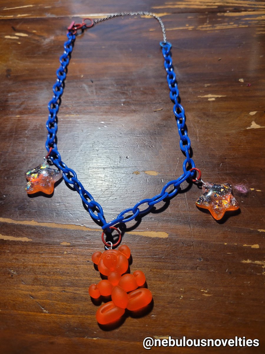 NebNov3's tweet photo. Clowncore Kidcore NECKLACES FOR ALL AGES! 
Balloon Bear pendant + star accents and plastic colorful chain. 
ON SALE 16% OFF TIL MARCH 1ST! 
$25 (orginally $30)+ shipping https://t.co/yqFJEGxfjD