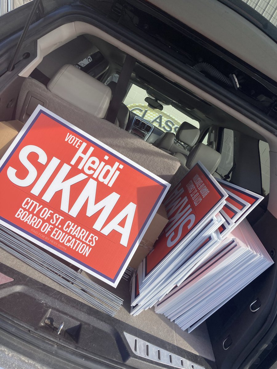 I have yard signs! Please send me a message or comment below if you live in the St. Charles School District and would be willing to put my sign in your yard. Thank you!