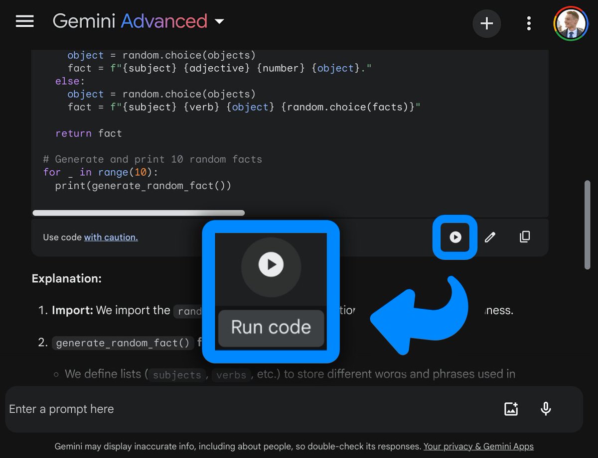 Gemini has just received an update You can now execute and edit code in addition to generating it. Here's where to find these features and how to use them: