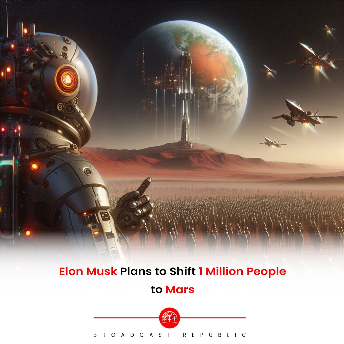 Elon Musk, founder of SpaceX, has outlined his ambitious vision to transport one million people to Mars, emphasizing the need to establish a civilization on the Red Planet as a contingency for unforeseen events on Earth. 

#BroadcastRepublic #ElonMusk #SpaceX #MarsColonization