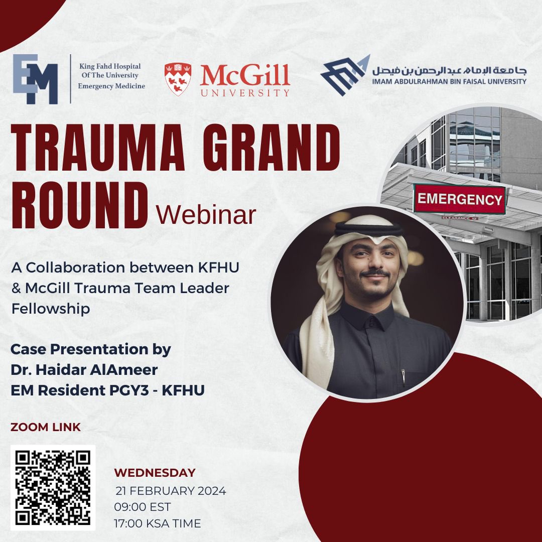 What happens on the 3rd Wednesday of the month at 5pm KSA time? A monthly open discussion on Trauma Care Join the discussion Share your thoughts & concerns See you soon online #MedEd #Trauma #EmergencyMedicine