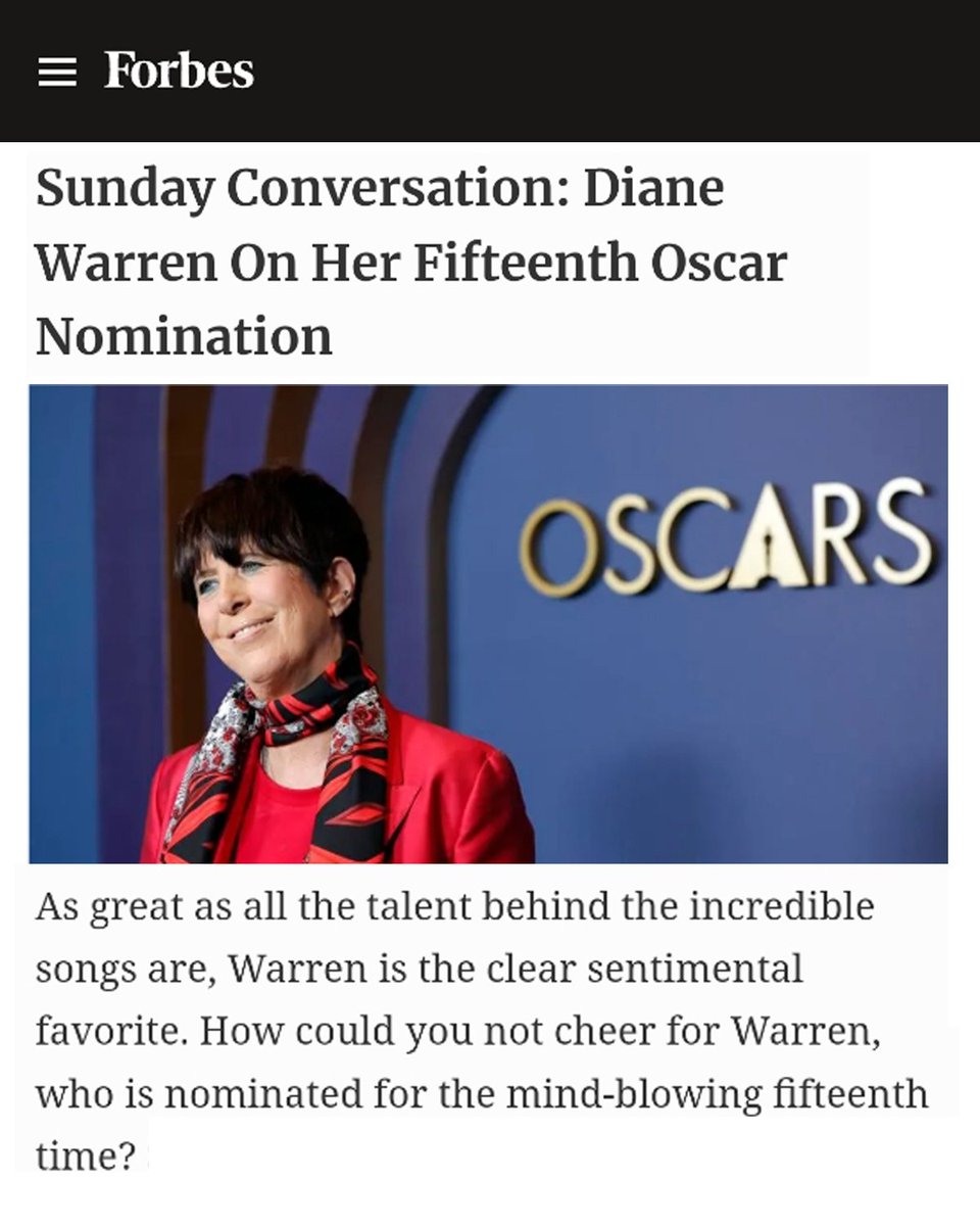 Thank U @sbaltin & @Forbes! 🎶🎵🎬🔥🔥🔥 #Oscars #TheFireInside #FlaminHot