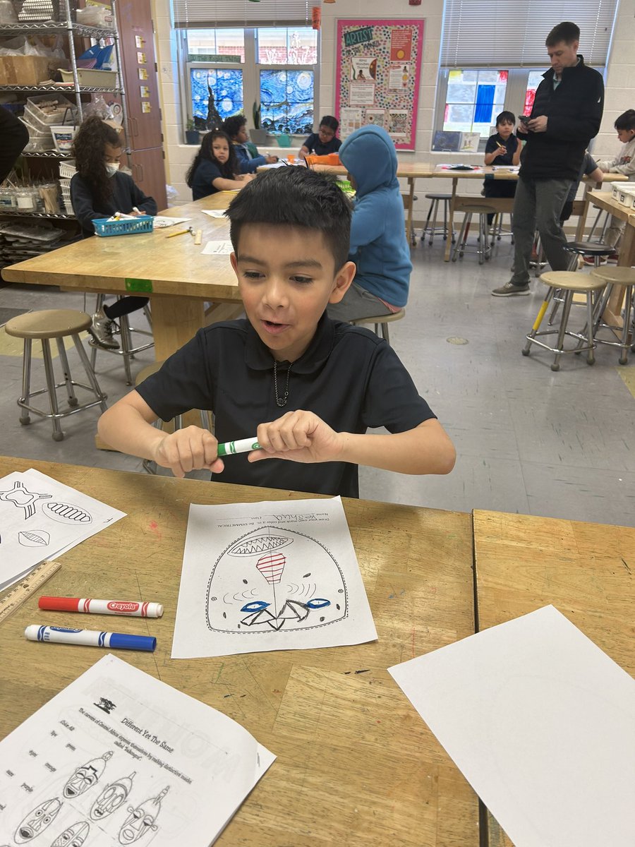 Check out Ms. Helwig’s 2nd graders creating their African masks!  I can’t wait to see the finished products.