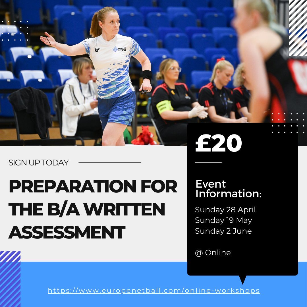 Let's Go!! Sign up today for our next Preparation for the B/A Written Assessment session on our website: europenetball.com/service-page/p… #Netball #EuropeNetball #NetballUmpire