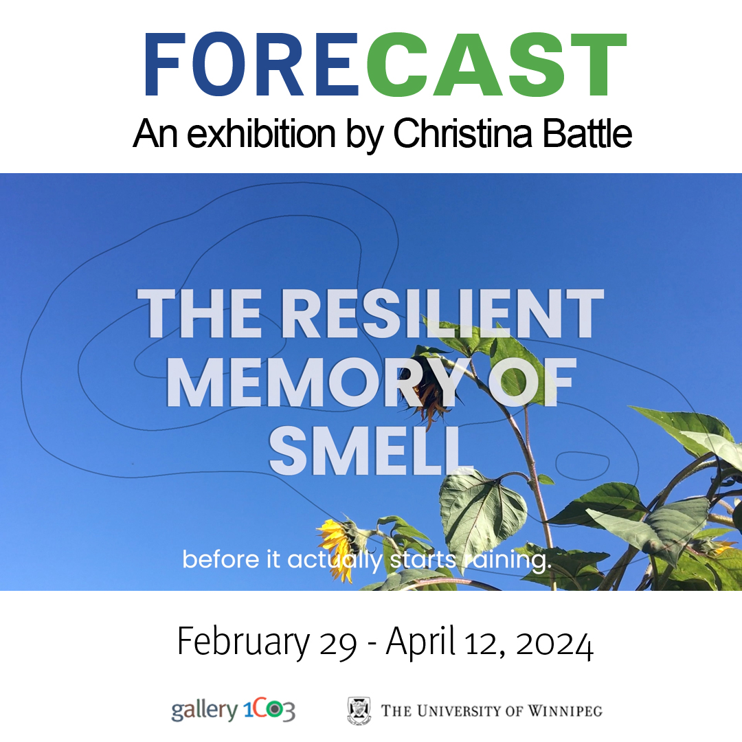 Up next @uwinnipeg Gallery 1C03: FORECAST, a multi-media exhibition by artist Christina Battle, that considers the complex ways in which we both sense and anticipate the climate crisis. Learn more: bit.ly/3T2CRPg