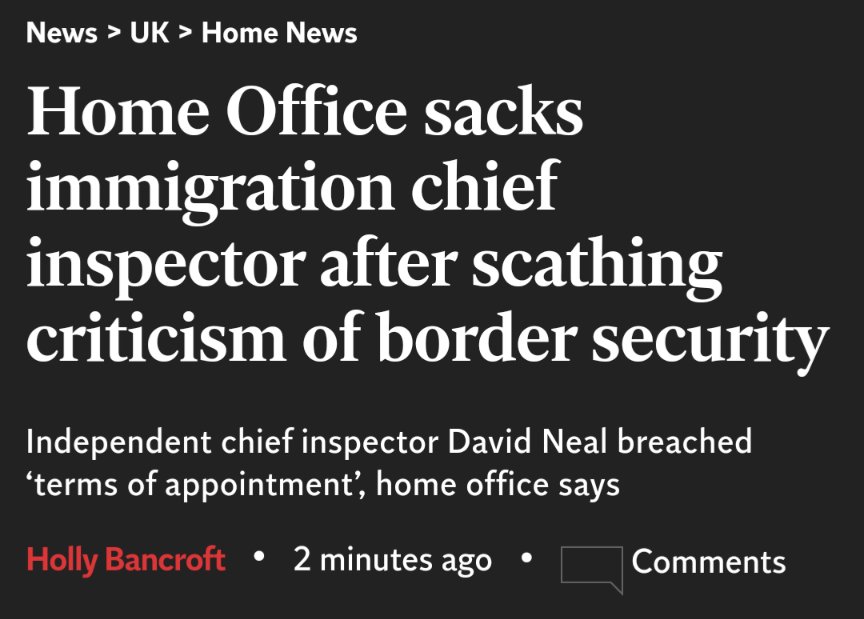 Because God forbid that anyone criticises this government's inhumane policies or raise concerns about their safety and security. This was literally his job. independent.co.uk/news/uk/home-n…