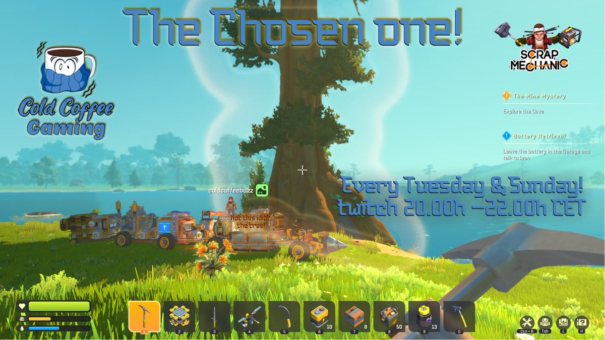 🌳🎮 Find us in Scrap Mechanic this Tuesday night! We've got "The Chosen one"—an epic tree for our next base. 🛠️✨

Buzz is ready, are you? Questing, building, and fun from 20.00h-22.00h!

twitch.tv/coldcoffeegami…
#BuildingAdventures #GamingStream #TreeBase