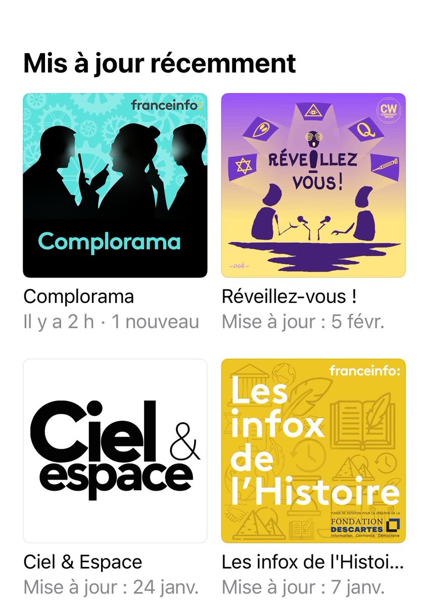 #komparazar ! Quand je vous dis que ⁦@tristanmf⁩ et ⁦@RReichstadt⁩ des #déconspirateurs infiltrent mes abonnements podcasts! Vous me croivez toujours pas ⁦@complorama⁩ ? Non mais ! Je sache tout maintenant !!! 😂😜😂