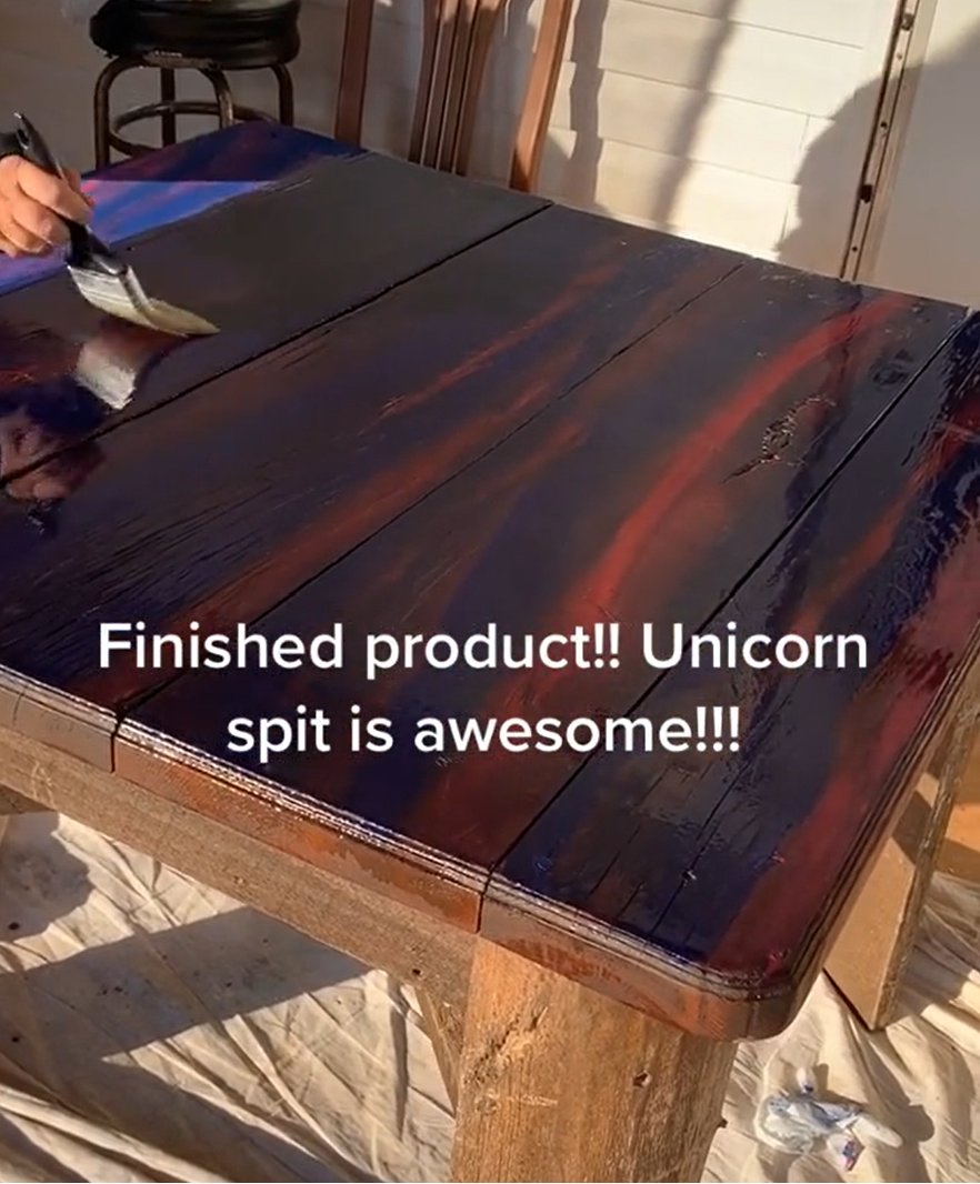 Stunning finish on this upcycled table using Unicorn SPiT 
tinyurl.com/3jpt8a8z

#natoshatherobinson #woodstain #wood #woodworking  #refinish #UnicornSPiT