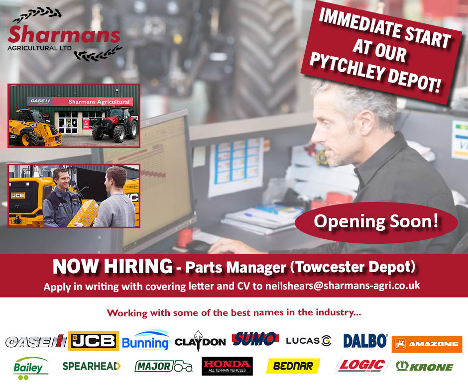 📢We are hiring - a Parts Manager at our new Towcester depot📢
Apply online today - ow.ly/XEkY50QB0nj

#SharmansTeam #DealerMakesTheDifference #AgriculturalJobs #Towcester  #PartsManager #HiringNow #JobOpening