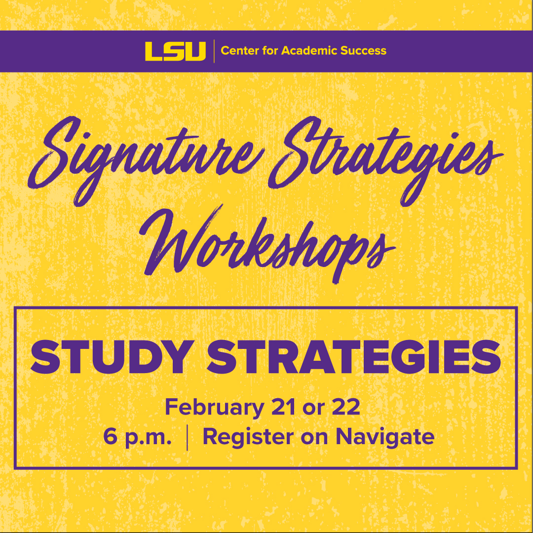 Rethinking your study habits after the first round of tests? Explore different ways to help determine what and how to study at the Study Strategies Workshop! Register today!