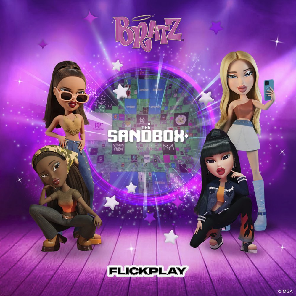 TheSandboxGame's tweet image. The Sandbox Game launches the 1st ever featured game on @flickplayapp, letting @Bratz fans join immersive worlds &amp;amp; socialize with their favorite dolls in new ways. 👋🤳 Take fashion passion to new heights &amp;amp; connect like never before!

Learn more: about.flickplay.co/bratz