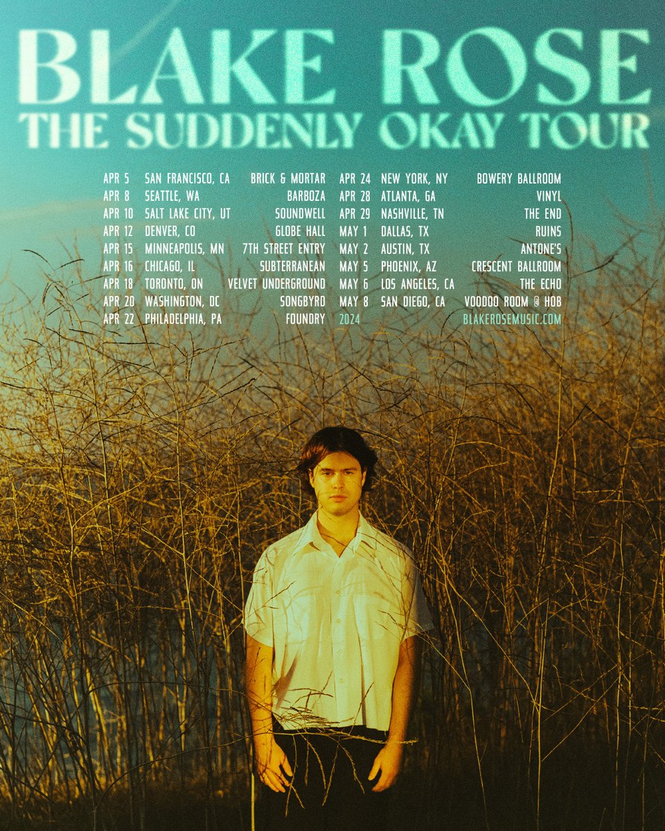 BlakeRoseMusic's tweet photo. OH BABY FIRST HEADLINE TOUR HERE WE GO!! This has been such a long time coming and I am SO EXCITED! Tickets on sale this Friday at 10am local time but if you head to my website now you can sign up for access to a pre-sale that starts TOMORROW. This is gonna be special❤️ Cya soon! https://t.co/fzdJe9Q4k0