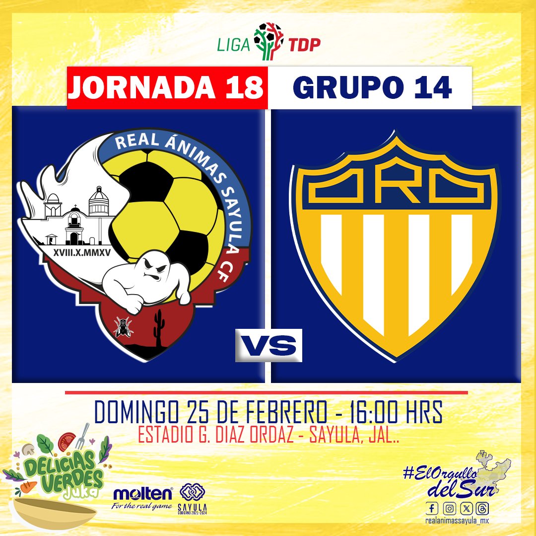 Nuestro rival por la #Jornada18 de la <a href="/LigaTDP/">Liga TDP</a> será <a href="/Cluborooficial/">ClubOroOficial</a> 

¡Nos vemos el domingo en el Diaz Ordaz! 👊👻

#AnimasDeSayula #ElOrgulloDelSur
