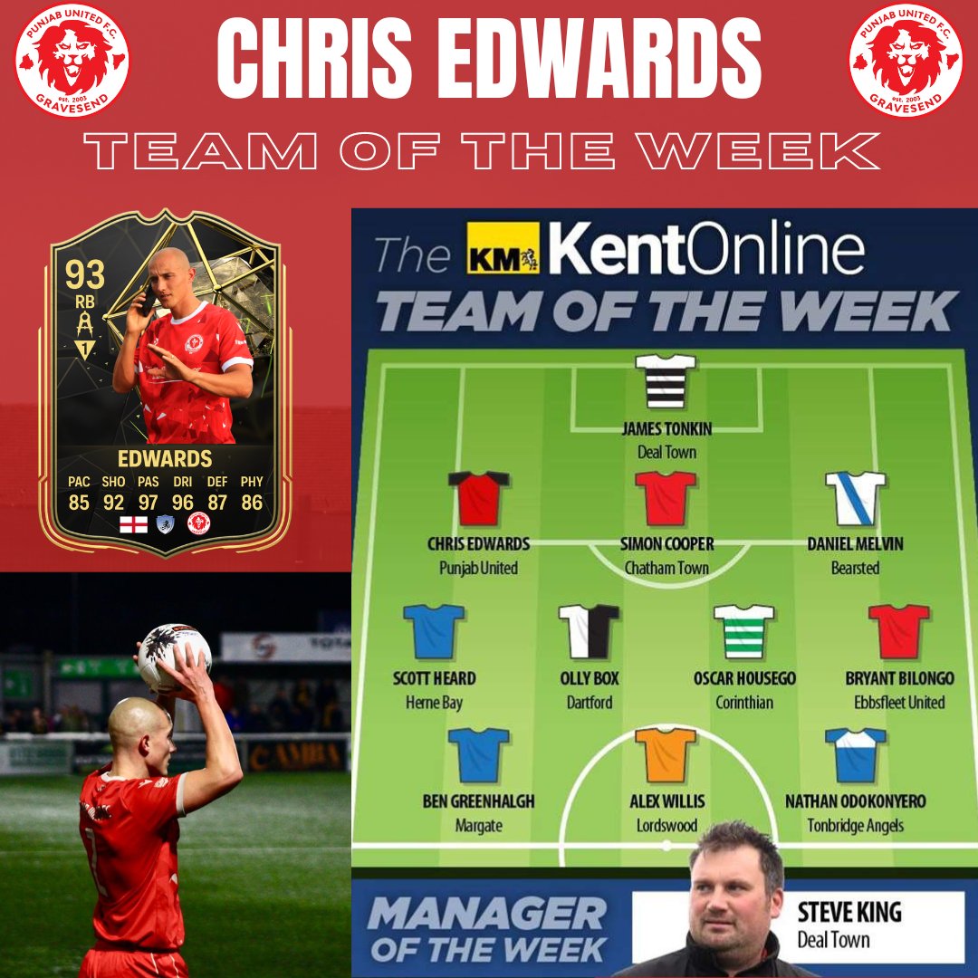 Punjab United FC (@pufc_gravesend) on Twitter photo Congratulations to Chris Edwards (<a href="/chrisyorange/">Chris Edwards</a>) for being selected in the Kent Online Team of the Week.
Chris scored a spectacular free kick in a 2-1 win against Stansfeld FC!
You can vote for Chris as your Star ⭐️ Man of the week using the following link below. Congratulations to Chris Edwards (<a href="/chrisyorange/">Chris Edwards</a>) for being selected in the Kent Online Team of the Week.
Chris scored a spectacular free kick in a 2-1 win against Stansfeld FC!
You can vote for Chris as your Star ⭐️ Man of the week using the following link below.
