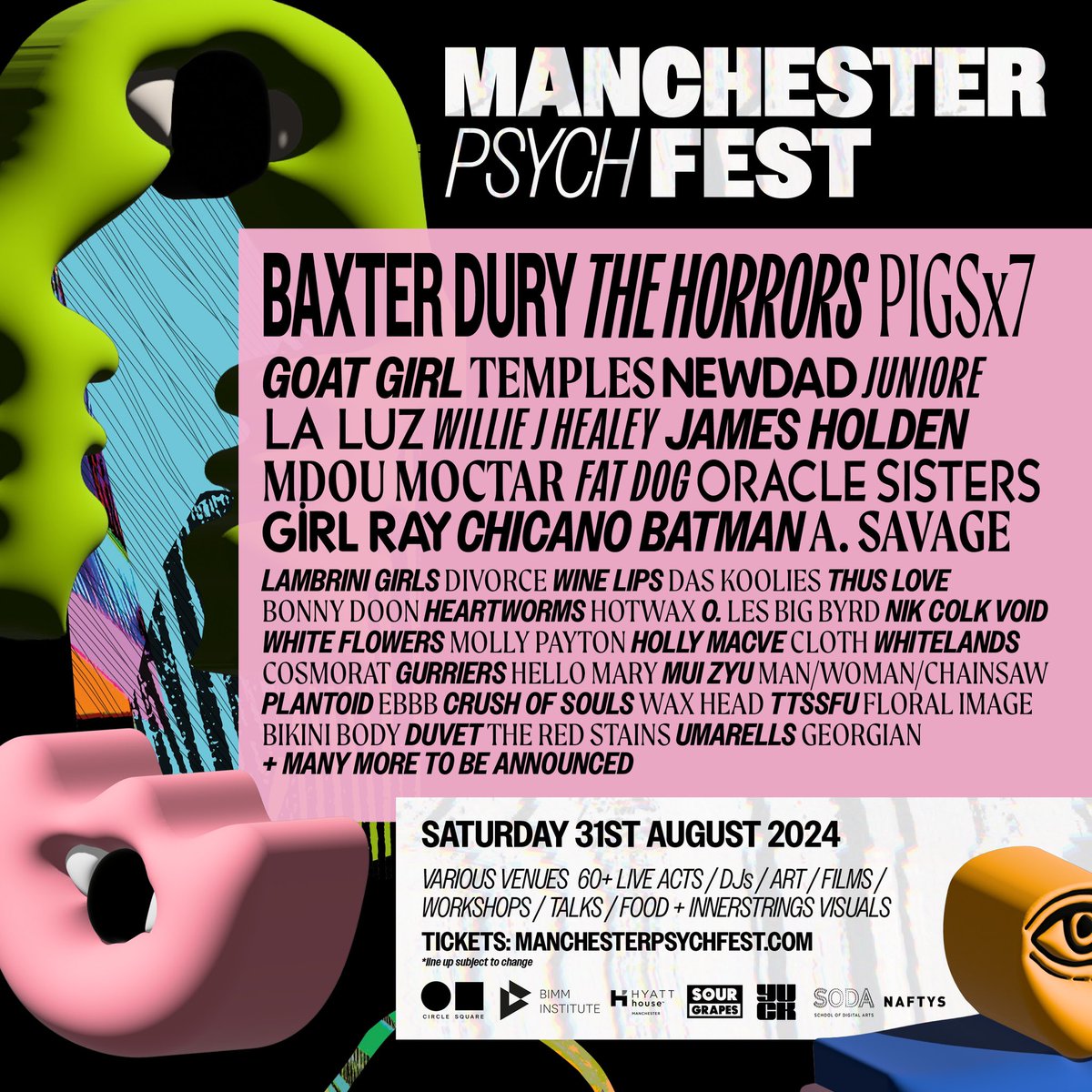 Ooooh this is gonna be a good one 🤩 V excited to be returning to Manchester for @mancpsychfest on Sat 31st August! Last time we played in Manchester we felt a whole lotta love in the room so looking forward to hoofing it down the M6 for a triumphant return. Tickets in bio x