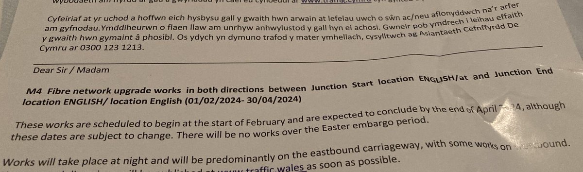RunningGrump's tweet image. Dear @TrafficWalesS. Before going to the expense of both producing and delivering these letters to households across the locality, do you think it may have been an idea to proof read them first to check they weren’t missing fairly vital information? #whatjunctions?