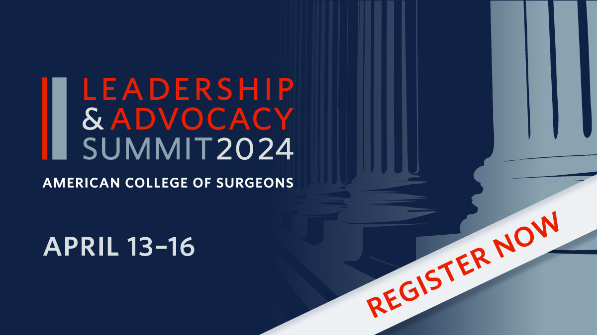 Register today for the ACS Leadership Summit at bit.ly/3T3kKsy. The Leadership Summit will take place on Sunday, April 14, and will showcase compelling speakers addressing key themes in surgical leadership. There is NO FEE for ACS members to register for virtual access.
