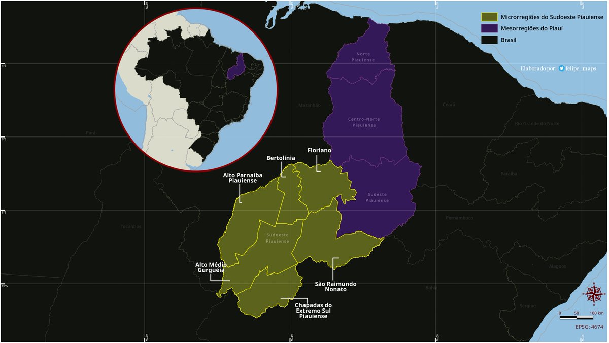 felipe_maps's tweet image. Mapa 🗺️ temático dos limites das microrregiões do Sudoeste Piauiense.

Usei o #QGIS e trabalhei com 04 camadas vetoriais neste projeto: 
 - UFs, Mesorregiões e Microrregiões do Piauí (#IBGE);
 - Mapa base (#MapTiler).

#Piauí #Cartografia #QGIS #Maps