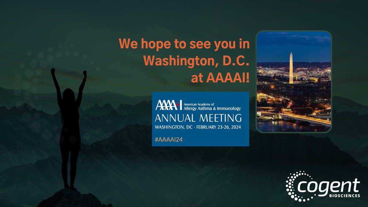 Join us at the upcoming American Academy of Allergy, Asthma & Immunology #AAAAI24 Annual Meeting in Washington, DC, Feb 23-26. Make sure to stop by Booth 811 to meet our team and learn more about Cogent!