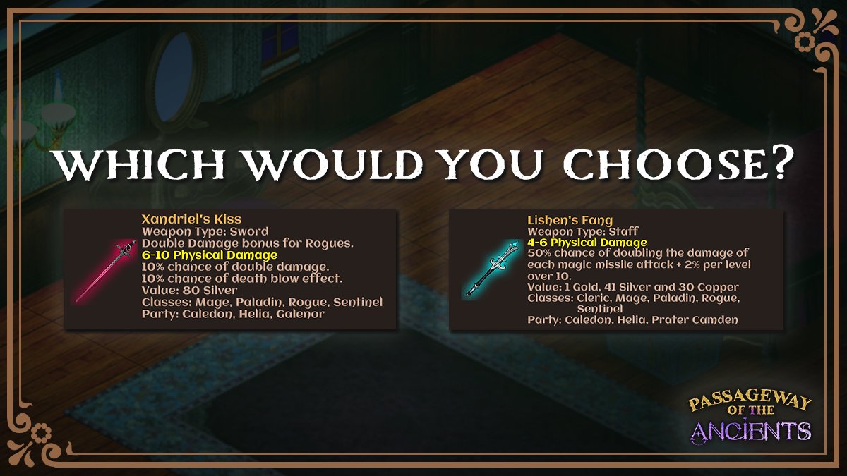 PassagewayGames's tweet photo. Would you choose this versatile sword or reliable staff? Vote for #feedbackfriday 🗡️
Test your choice in #PassagewayoftheAncients on @Steam:
https://t.co/vIgtCNTrAe
#medievalweapons #swords #gameitems #gamedesign #gamedesigner #medievalcombat #RPGnerd #fantasyRPG #RPG https://t.co/cslycunwqP