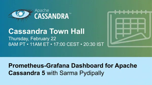 [Today at 8 am PT / 17:00 CEST] Learn how to use #opensource tools like Prometheus + Grafana for observability for #ApacheCassandra and save yourself some headaches when running small or large clusters. RSVP for Zoom link: bit.ly/3uHtkUq