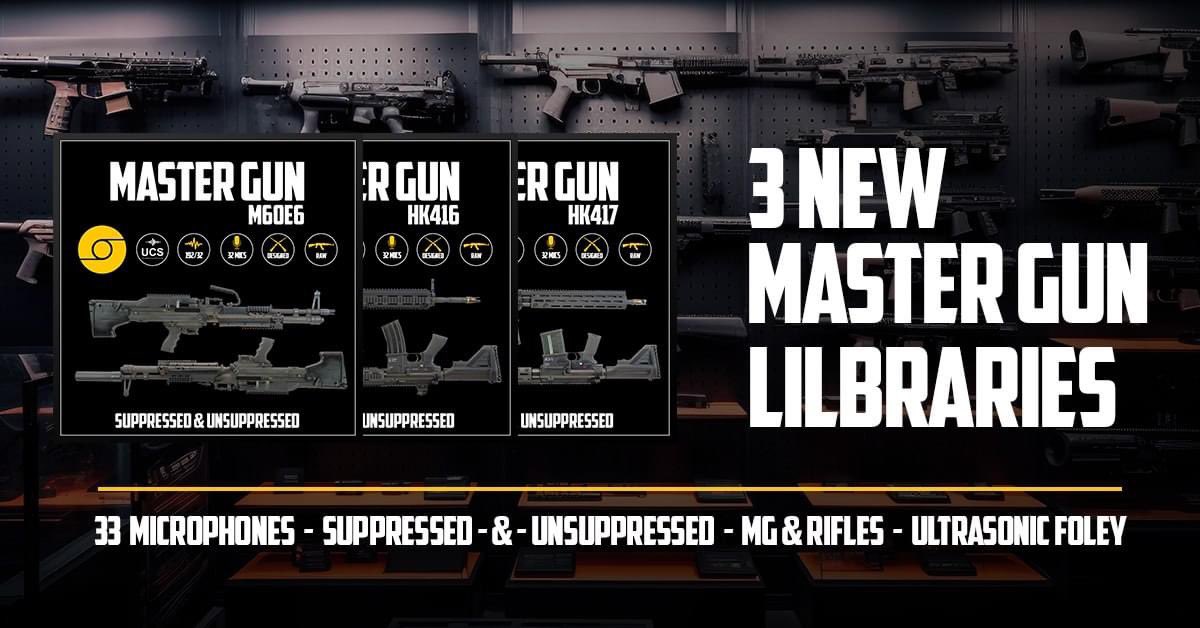 We just released 3 new SFX Libraries from our Master Gun collection The HK416 Rifle - HK417 Rifle - M60E6 Machine Gun 50% OFF 24h Only. Our new releases come with 33 Microphone options which now feature 3 stereo sets of Sennheiser MKH 8040/8050s, DPA 4062s & the Sanken CO-100K.…