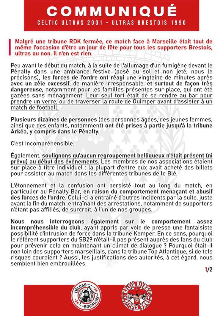 Ultras Brestois 1990 tweet media