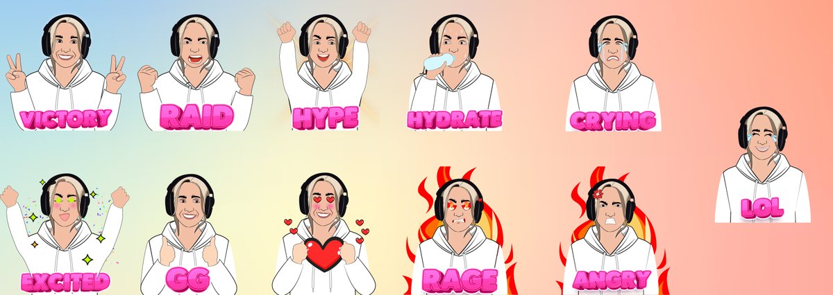 annabutler2001's tweet photo. Hey Streamers! Are you looking for emotes? just HMU in DM☺️ #art #artist #artwork #graphicdesign #twitch #twitchstreamer #TwitchAffilate #logo #banner #artscreen #planner #overlay #2d #3d #vtuber #model #animation https://t.co/pZ6WSaw8FF