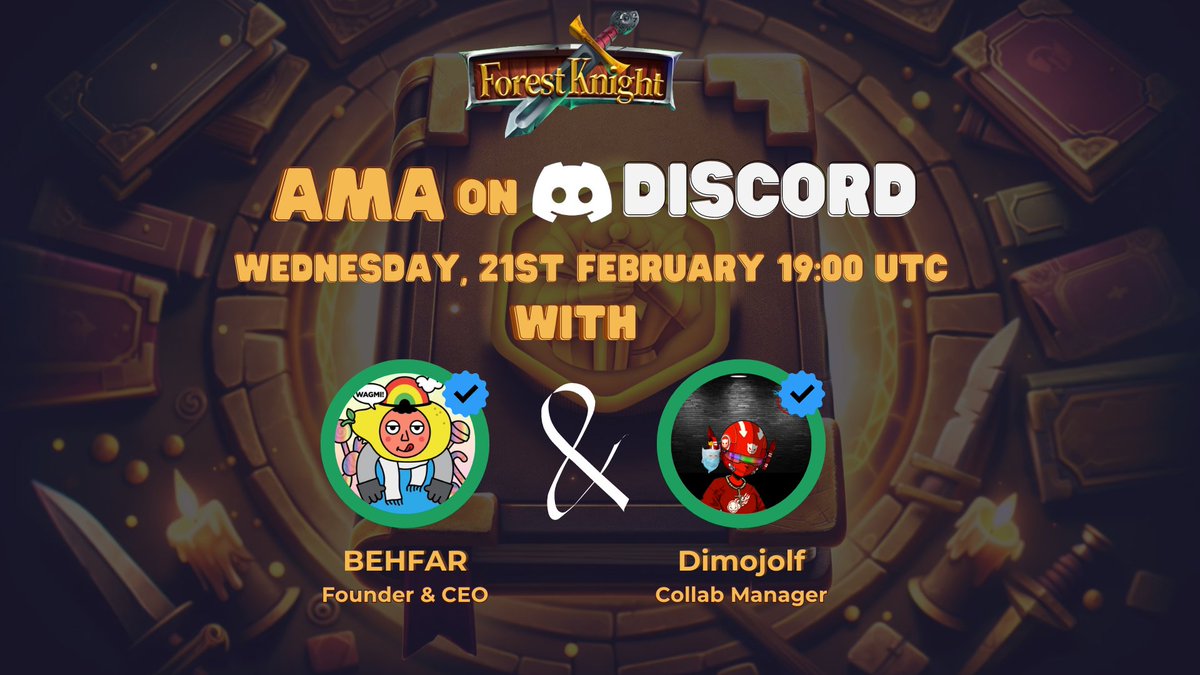 ForestKnight_io's tweet image. Expansion Mint AMA ON THE WAY📢

Find out more about the mint and what happens afterward✨

Set reminder and join us⏰
When: 21st FEB, 19:00 UTC🗓️
Where: Our Discord📌

Join here👉: discord.com/invite/forestk…

See you there!