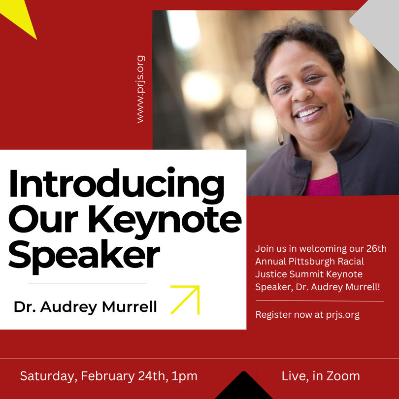 justicepgh's tweet photo. Dr Audrey Murrell is the keynote speaker at the 26th Annual Pittsburgh Racial Justice Summit!
Join us live in Zoom on Saturday, Feb 24th at 1:00.
Register now at https://t.co/dX2k1RJ9Uj
#PRJS2024 https://t.co/SCQboc8UoU