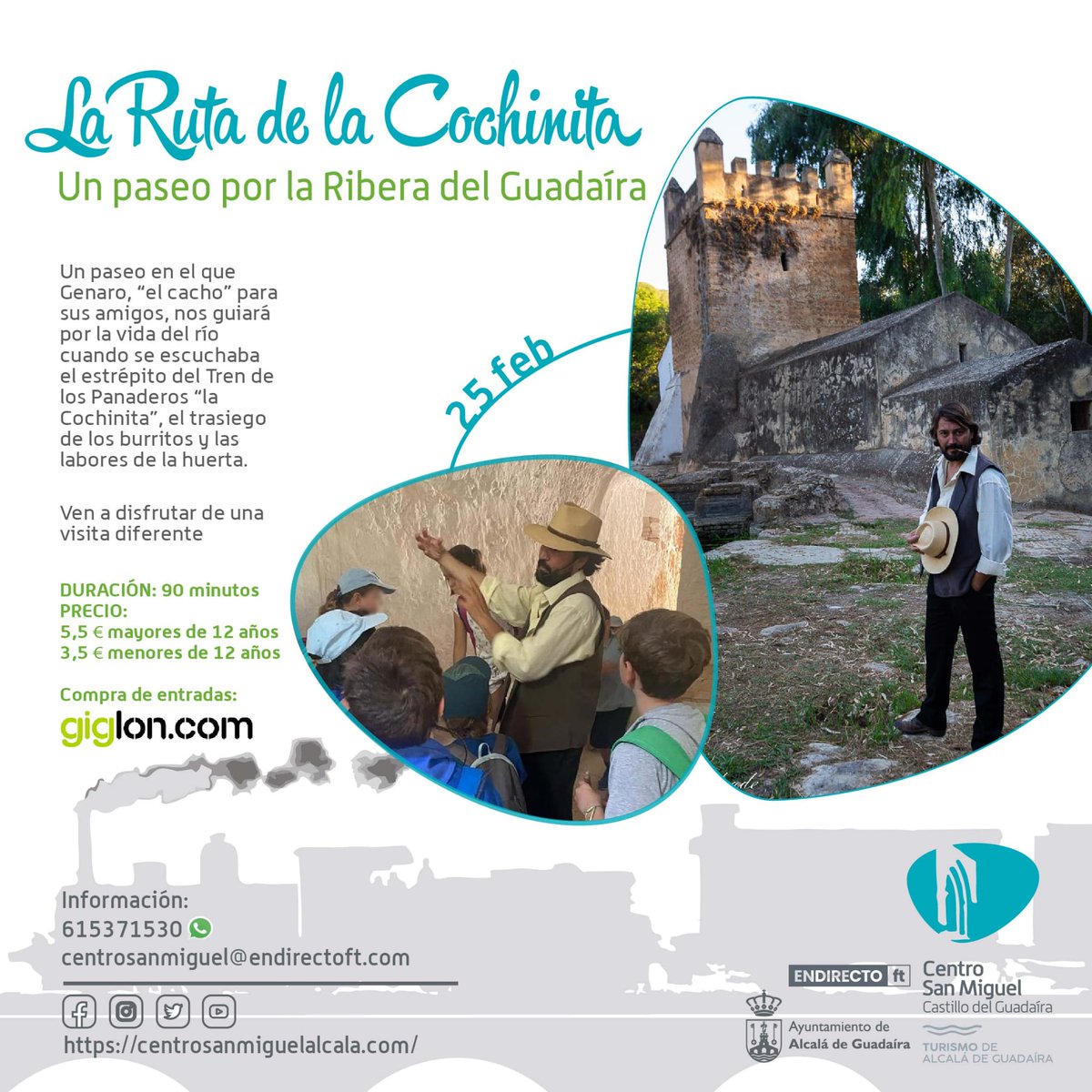 Este domingo "La Ruta de la Cochinita" nos acerca a la Alcalá de los Panaderos, el trasiego del tren, la vida en la Ribera y el interior de nuestros molinos harineros.

🗓 Domingo, 25 febrero, 11:00
📲 centrosanmiguelalcala.com/event/la-ruta-…