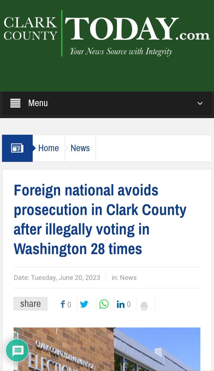 Susan_Dupres's tweet image. WA STATE #ElectionFraud 

#ClarkCountyWA

Foreign National Avoids Prosecution in Clark County, WA After Illegally Voting in WA State ... 28 TIMES

Source: Clark County Today (2023)

clarkcountytoday.com/news/foreign-n…