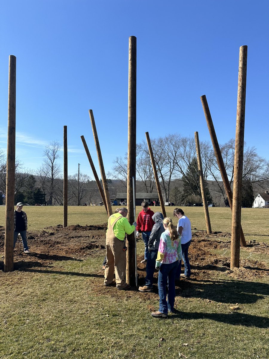 And the poles are going up in our Electrical Occupations/Powerline Program of Study climbing yard here at the River Valley STEAM Academy!⚡️🦺 #careerpathways