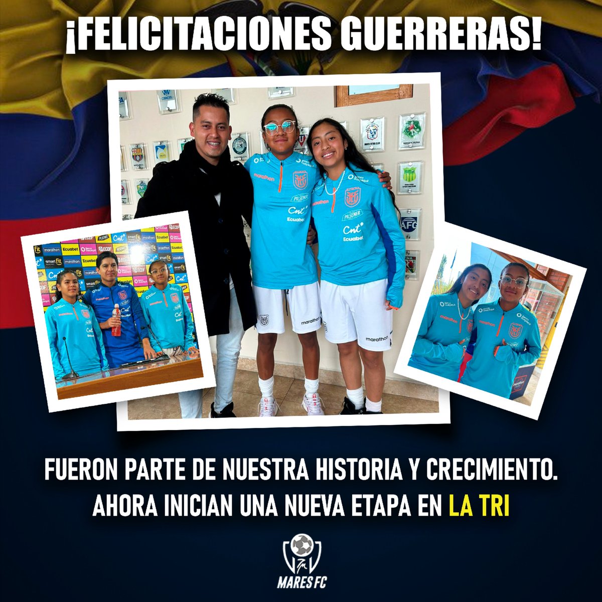 💪🇪🇨 Felicitamos a Xiomara Alcívar y Yudenka Egas, jugadoras que formaron parte de nuestra institución, y que hoy tienen la posibilidad de representar a <a href="/LaTri/">La Tri 🇪🇨</a> en la categoría sub-16.

🇹🇷 Disputarán el Torneo de Desarrollo de la UEFA en Turquía.

#7MaresFC
#VamosGuerrerasdelMar