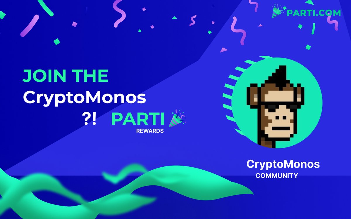 🕺The <a href="/CryptoMonosNFT/">CryptoMonos</a> have joined The Founding #Parti🎉Community!🐵
parti.com/creator/twitte…🚀

CryptoMonos verified asset holders are promised free #Parti🎉token airdrops and exclusive benefits after securing one of the first-ever #Parti🎉Spotlight Token-Gated Holder