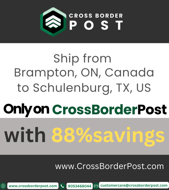 crossborderpost's tweet photo. 🌎✈️ Unlock New Horizons: Ship from Brampton, ON, Canada, to Schulenburg, TX, US with CrossBorderPost Shipping! 📦🇨🇦➡️🇺🇸 Expand your reach seamlessly and tap into a broader audience across borders. #CrossBorderShipping #CanadaToUS
 https://t.co/Sf1RoYzuFT
With 💘@crossborderpost https://t.co/2fqoDD6jCq