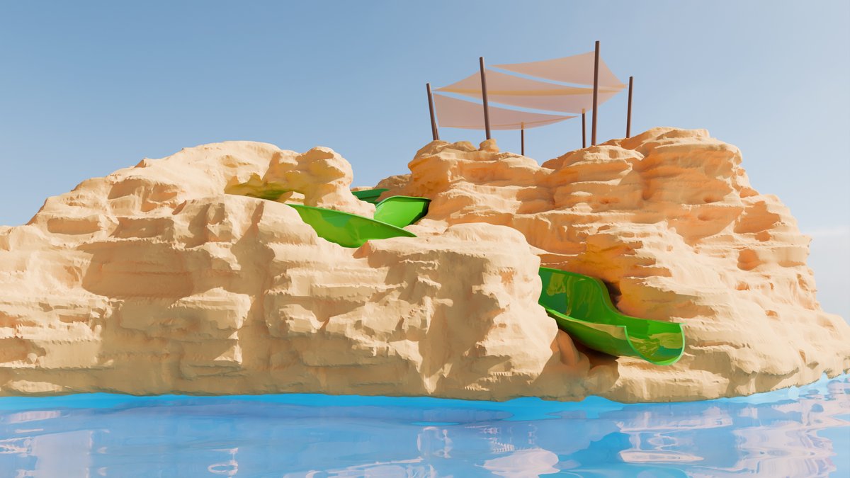 Showcase of rockwork design with a water slide and a queue.
Rockwork design is based on the desert rocks outside of Riyadh, Saudi Arabia. #rockwork #design #rock #waterslide #slide #themepark #theming #alexbaams