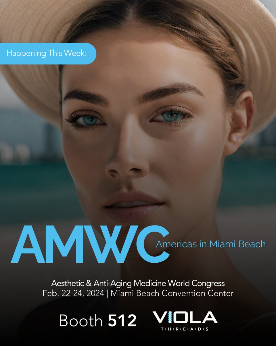 Join us in Miami, FL for AMWC Americas! Who's coming? Stop by Booth 512 to explore Viola Threads' diverse selection, discover their applications, and ask questions. 💫

#AMWCMiami #AestheticMedicine #AntiAgingMedicine