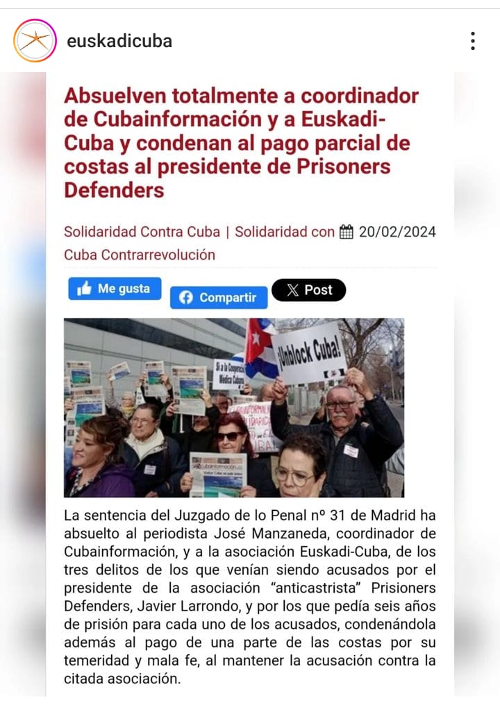 El pueblo de EUSKAL HERRIA en apoyo a @cubainformacion y @euskadicuba Se pide máxima difusion. #EuskalHerriaInternacionalista