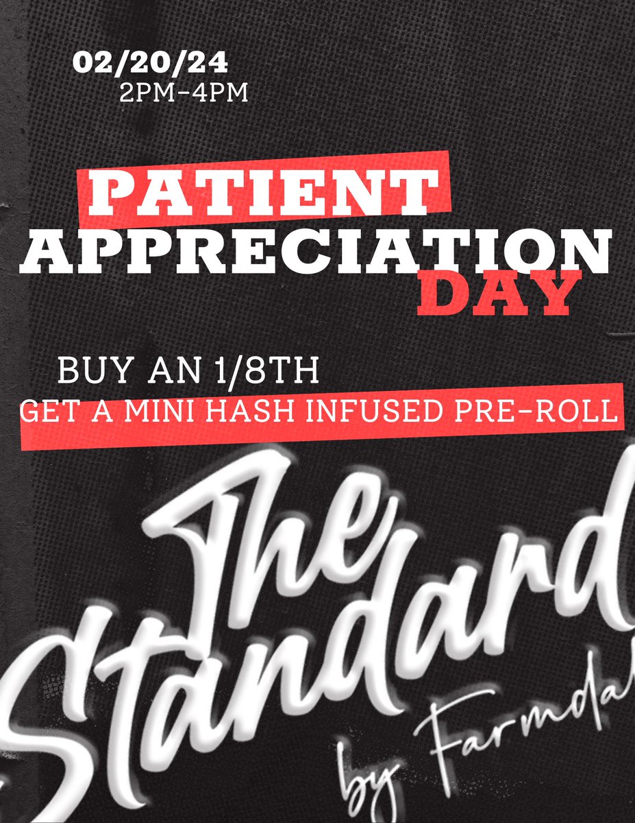 ‼️TODAY‼️
<a href="/TheStandardCC/">TheStandardCannabisCo</a> 2pm-4pm!