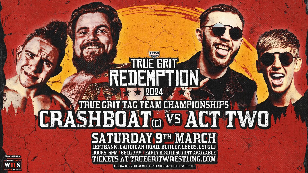 🚨MATCH ANNOUNCEMENT🚨 Tag Team Championship @CRASHBOAT182 vs. @Act_Two_ The tag match britwres has been waiting for! 🎟 truegritwrestling.com/events/true-gr… 🔥🔥🔥