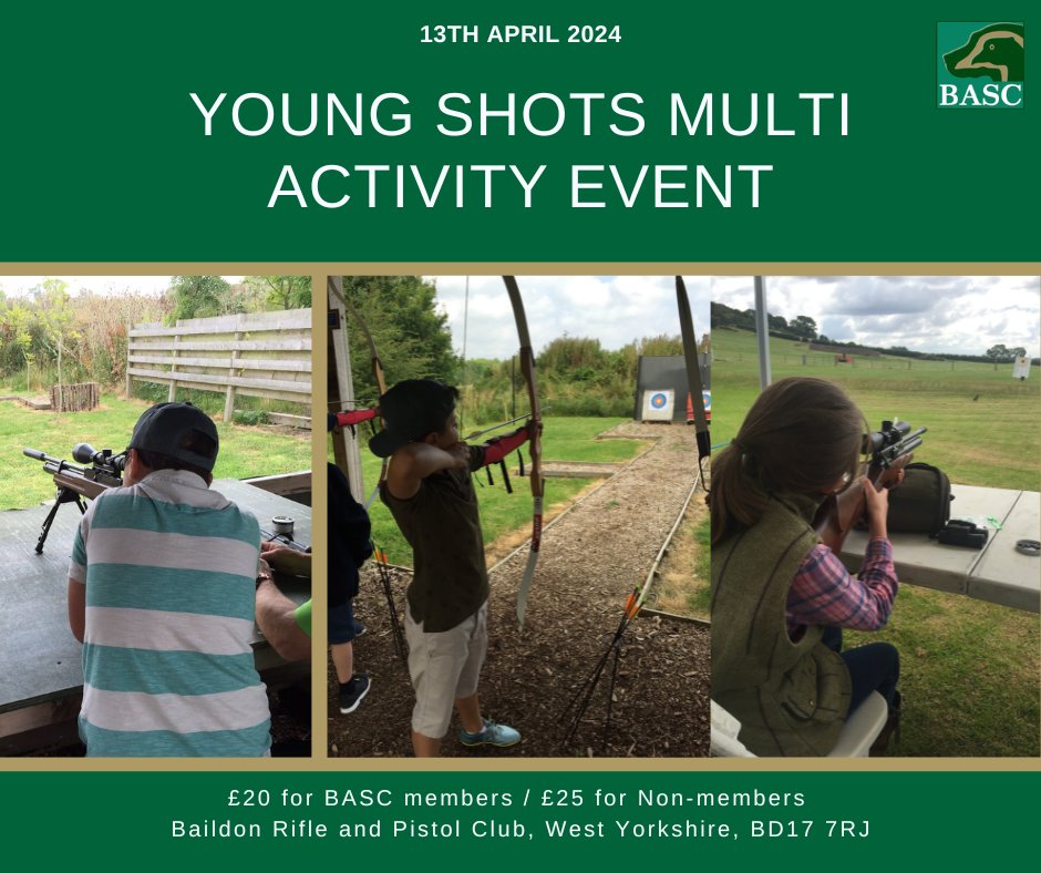 Young shots multi activity event on Saturday 13 April at Baildon Rifle & Pistol Club. Ages 10 to 18 year olds. £20 for members £25 for non-members. Parents are also welcome to participate. For more information and to book please visit orlo.uk/r13xy