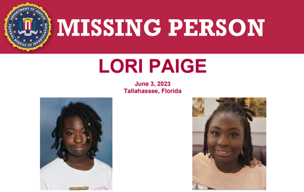 FBIMostWanted's tweet photo. The #FBI is offering a reward of up to $15,000 for information leading to the recovery of Lori Paige, missing since June 3, 2023, from the 1200 block of Continental Court in Tallahassee, FL: https://t.co/ttw5LN0Wcd https://t.co/3HWCzxy5NP