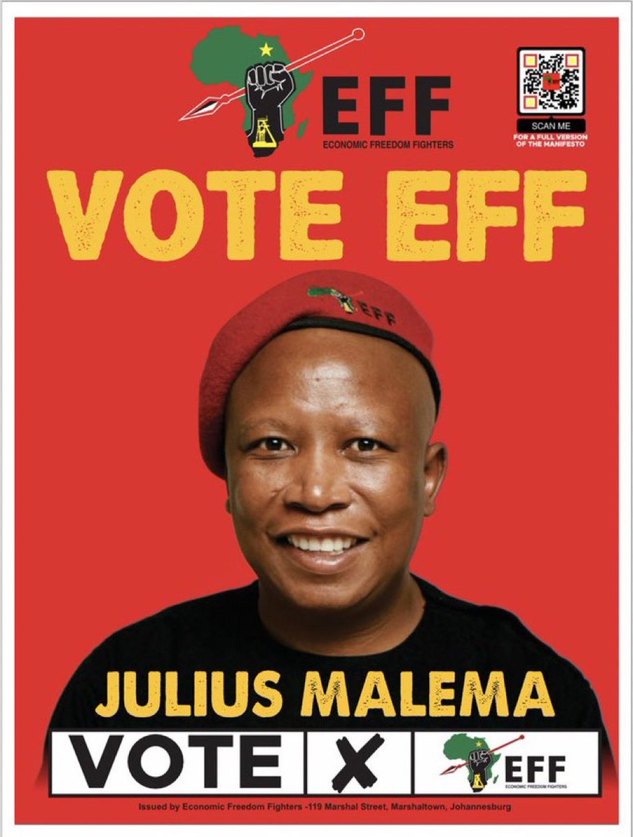ChrisExcel102i's tweet photo. Vote EFF on 29 May 2024 and make this day a new Freedom Day

Free yourself from poverty and corruption https://t.co/EYqc2BgQSA