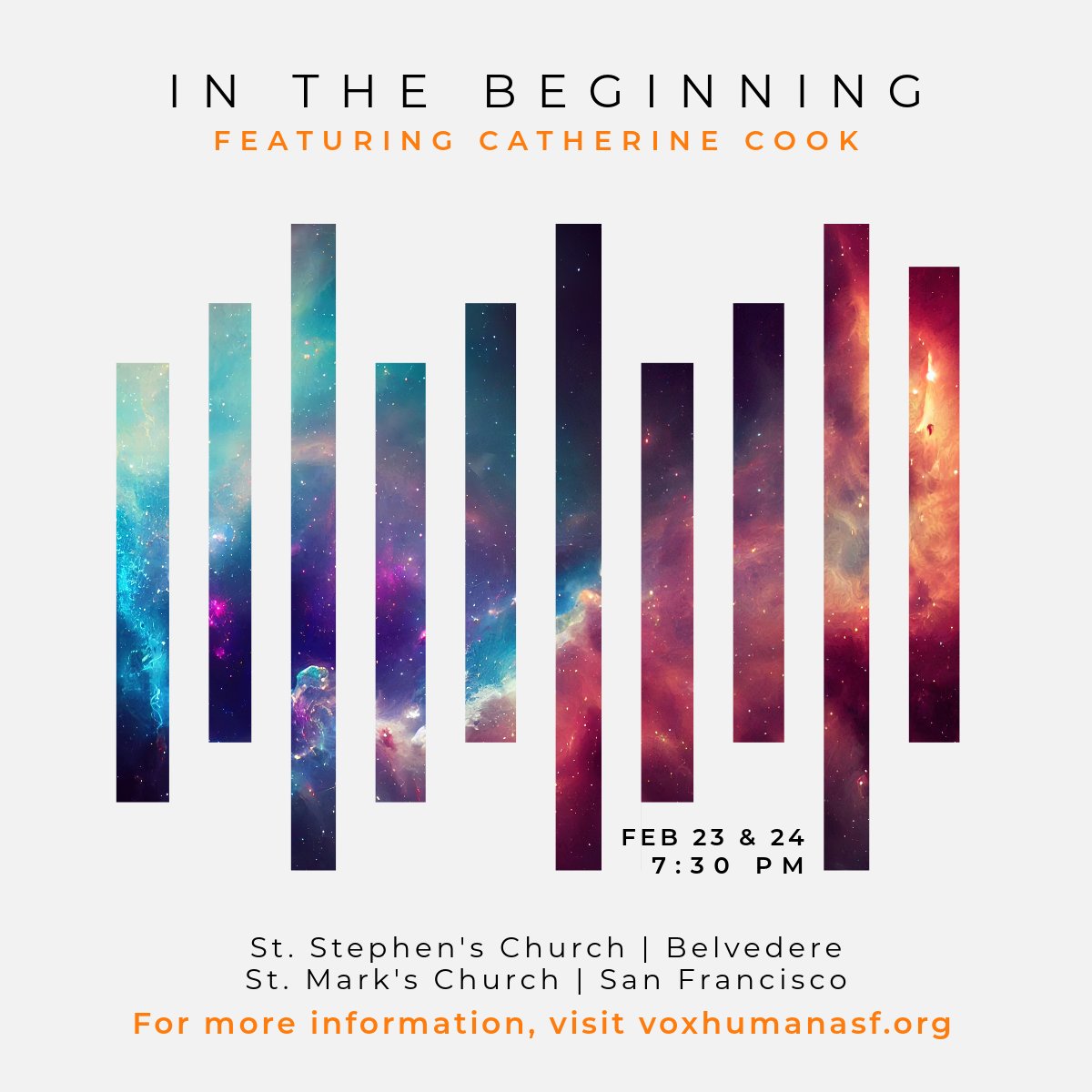 Last change to get your tickets to the debut performances of San Francisco's professional twenty-four voice choir. Concerts this weekend in Belvedere and San Francisco. VoxHumanaSF.org