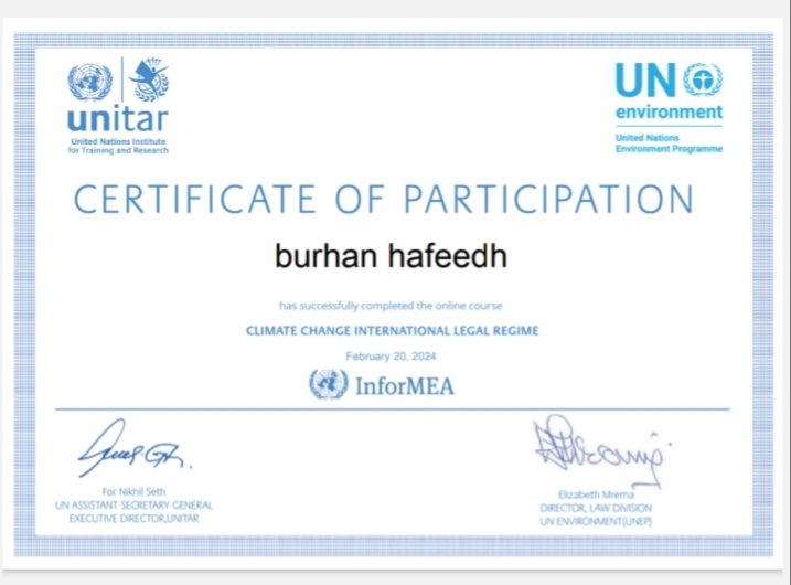 So delighted and rejoicing I am to share my earned certificate from #UNitar in that I have taken a course which covers these topic: #climateactionconvention ,#kyotoprotocol,and #parisagreement.🌲🌳☘🌳🌳🌳🌳🌳🍀🌴