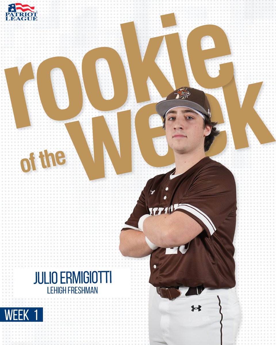 𝟮𝟬𝟮𝟰 𝗣𝗮𝘁𝗿𝗶𝗼𝘁 𝗟𝗲𝗮𝗴𝘂𝗲 𝗕𝗮𝘀𝗲𝗯𝗮𝗹𝗹 𝗪𝗲𝗲𝗸𝗹𝘆 𝗔𝘄𝗮𝗿𝗱𝘀

Ermigiotti threw 2.2 scoreless innings of relief to earn a save in Lehigh’s 8-4 victory over No. 20 Iowa in his collegiate debut.

🔗 bit.ly/3wotBMF