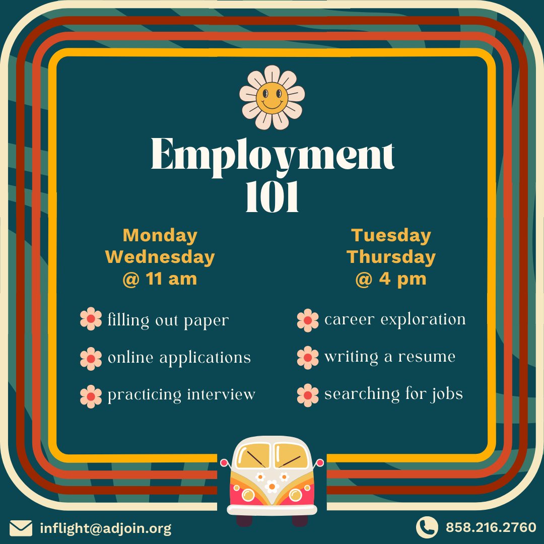 Adjoinorg's tweet image. It is not too late to join Inflight Skills Academy!⭐️⁠
⁠
Join in and elevate your skills including job search, interview skills, online applications and more. ⁠
Learn and have fun every class! ⁠
⁠
#CareerDevelopment #Employment101 #AccessibleLearning