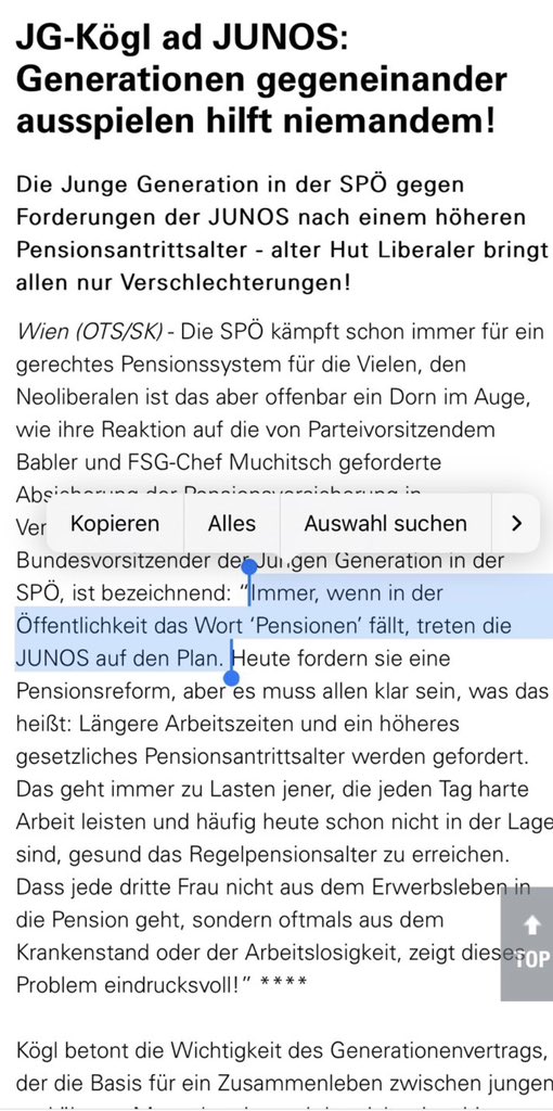 „Immer, wenn in der Öffentlichkeit das Wort ‚Pensionen‘ fällt, treten die JUNOS auf den Plan.“ - die Junge Generation bringt‘s auf den Punkt! 

Generationengerechtigkeit ist uns @junos_at einfach ein Anliegen. 🤝